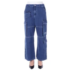 Blaue Reißverschluss-Jeans mit Taschen