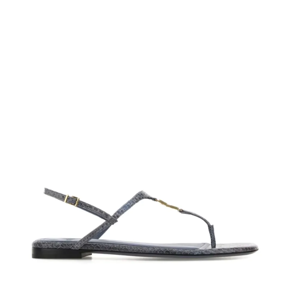 Blaue Seiden- & Nylon-Sandalen