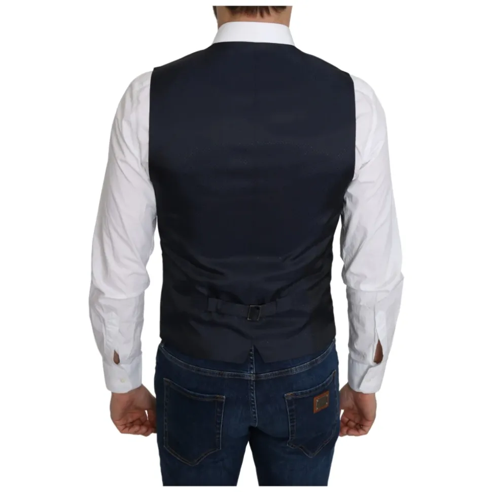 Blaue Seiden Rombenmuster Formale Weste