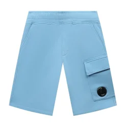 Blaue Shorts mit Beintasche und Logo