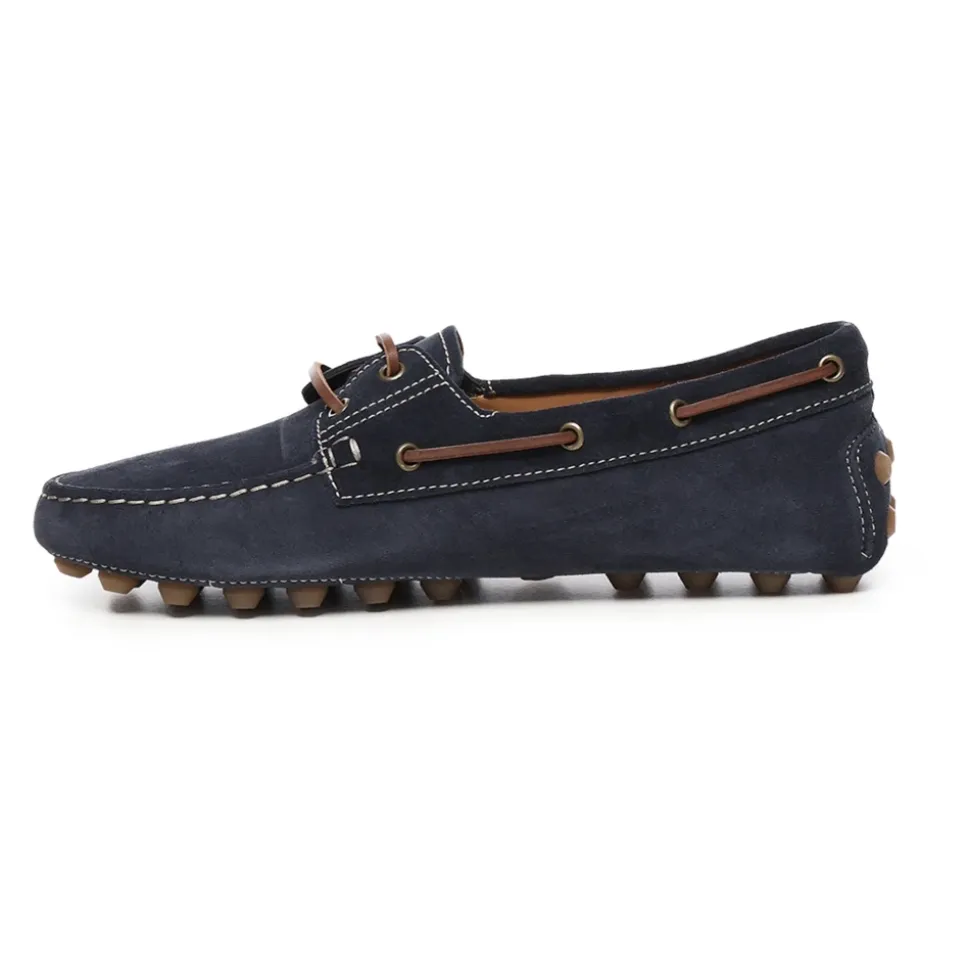 Blaue Wildleder Flache Schuhe