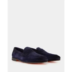 Blaue Wildleder Penny Loafers Eleganter Stil