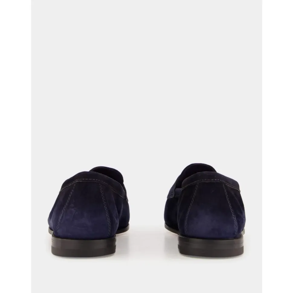Blaue Wildleder Penny Loafers Eleganter Stil