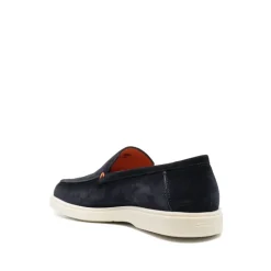 Blaue Wildleder Slip-On Flache Schuhe