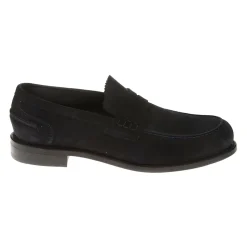 Blaue Wildleder-Loafer mit Ledersohle