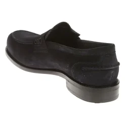 Blaue Wildleder-Loafer mit Ledersohle