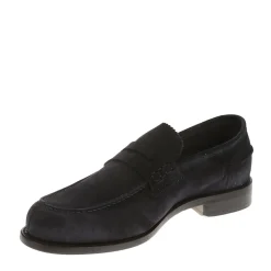 Blaue Wildleder-Loafer mit Ledersohle