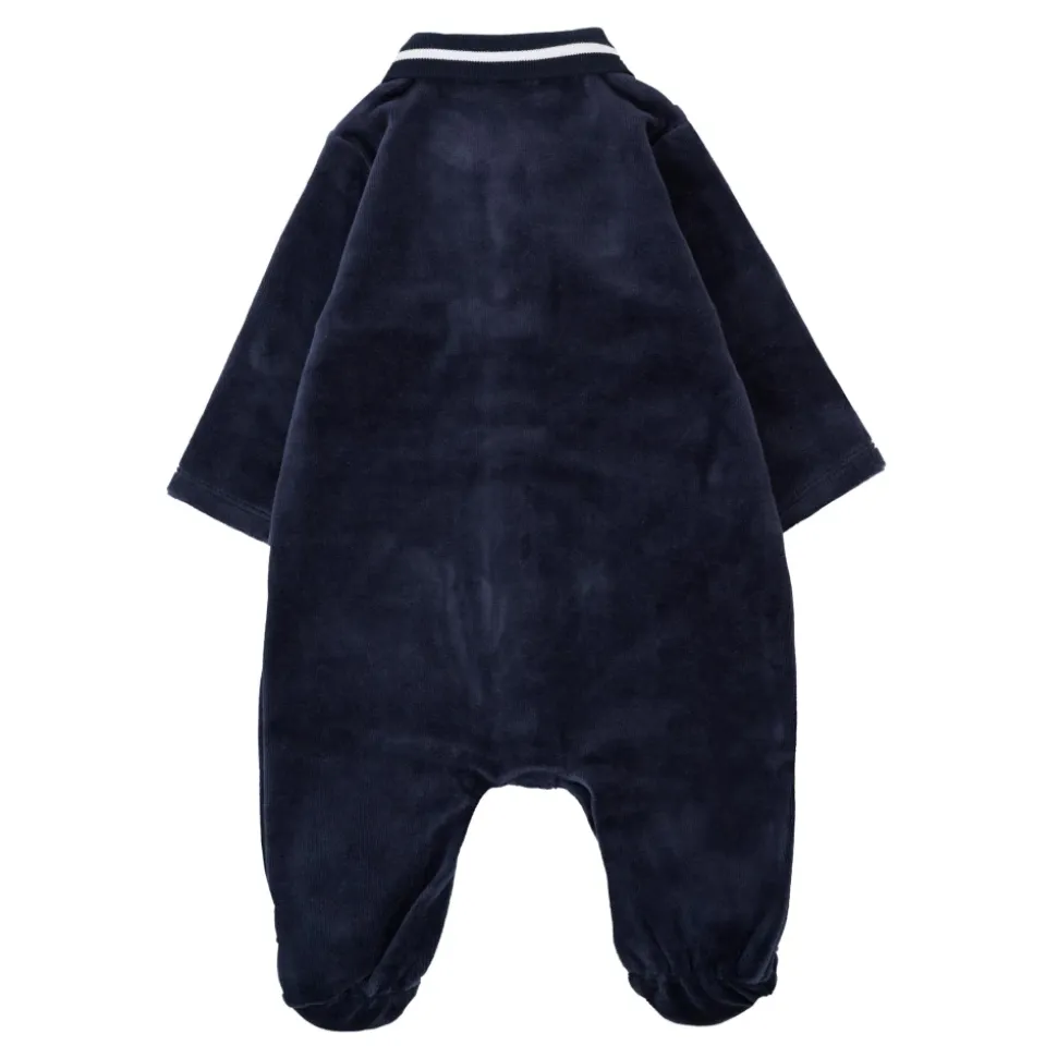 Blauer Chenille Jumpsuit mit Logo-Detail