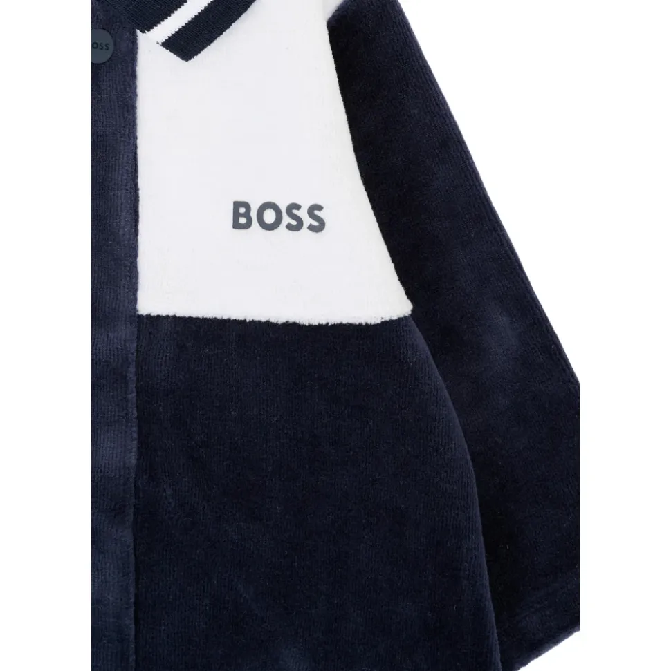 Blauer Chenille Jumpsuit mit Logo-Detail