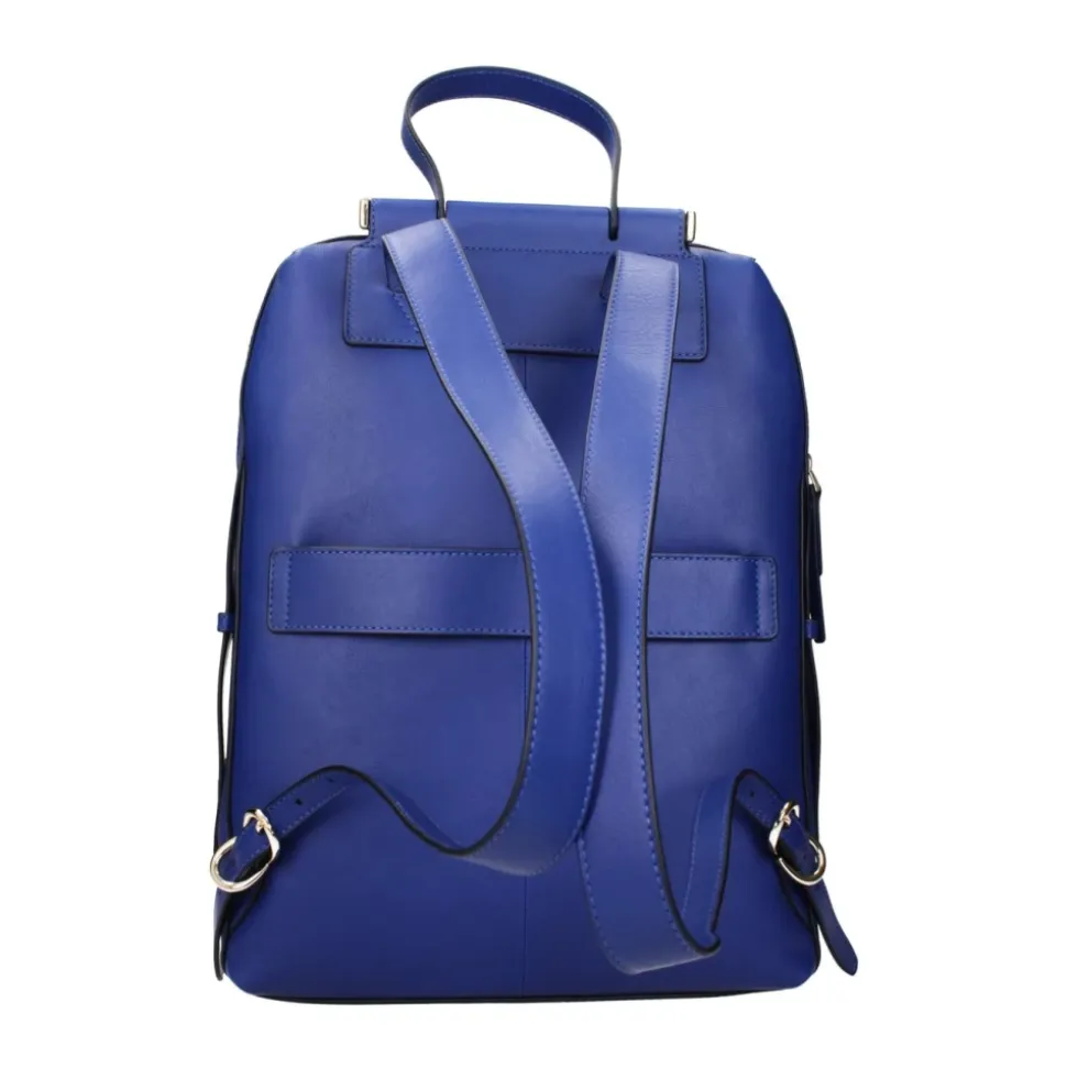 Blauer Leder Rucksack mit Verstellbaren Riemen