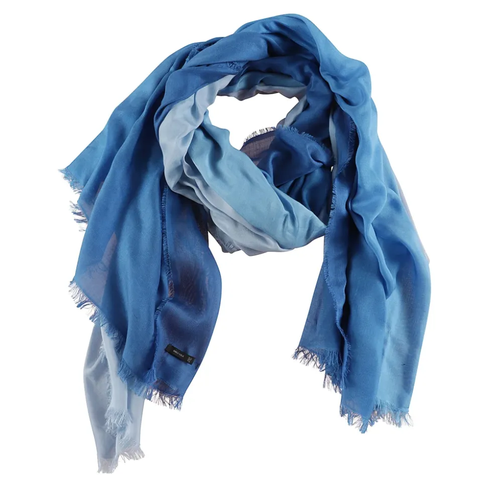 Blauer Seidenfransenschal