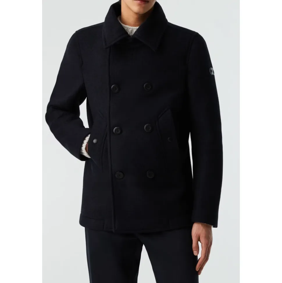 Blauer Wintermantel Stilvolles Design