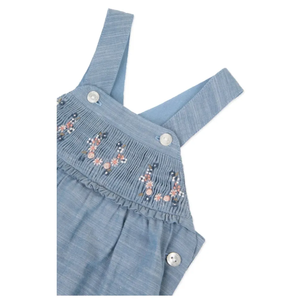 Blaues Denim Fleurie besticktes Kleid