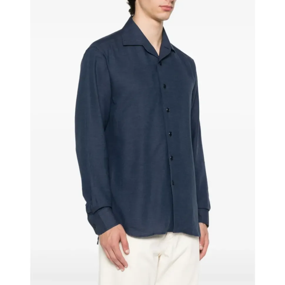Blaues Regular Fit Hemd Made in Italy