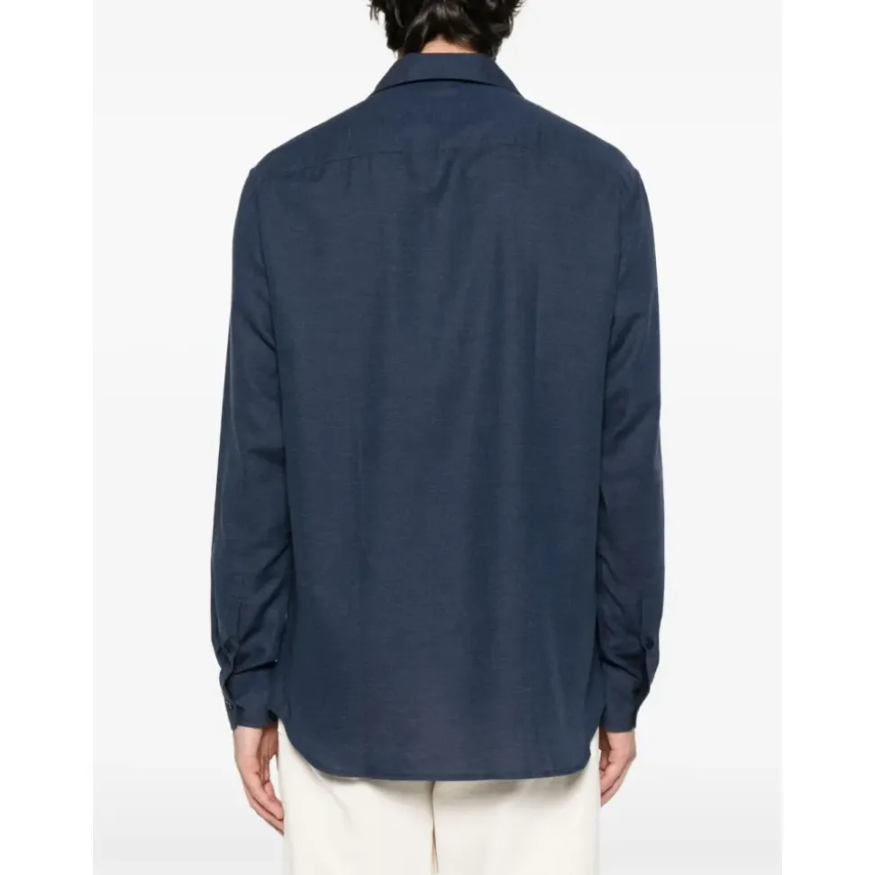 Blaues Regular Fit Hemd Made in Italy