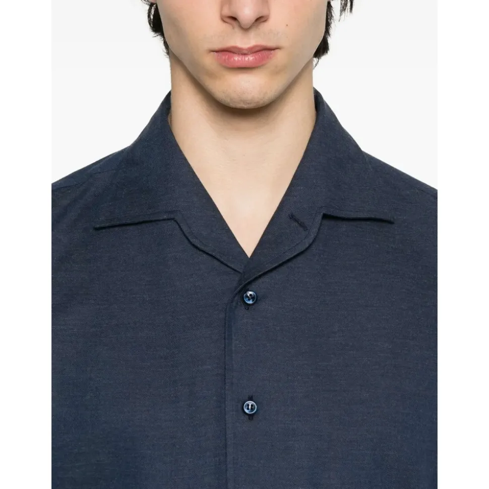 Blaues Regular Fit Hemd Made in Italy
