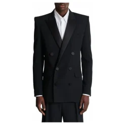 Blazer aus Grain-de-Poudre mit Revers aus Satin
