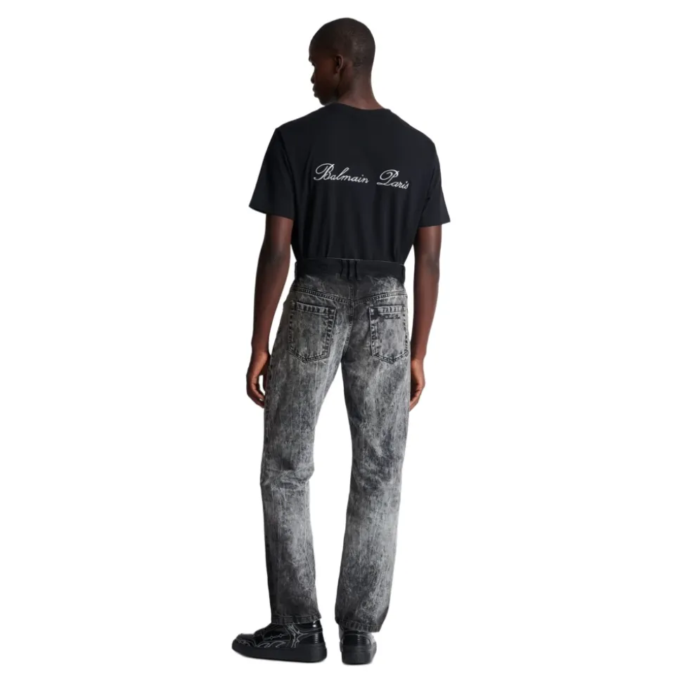 Bleached Straight Denim Pants