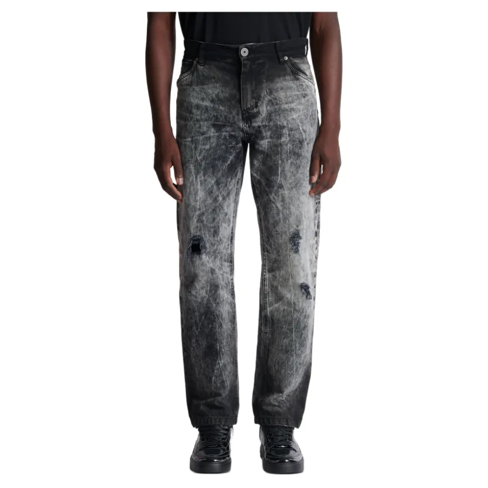 Bleached Straight Denim Pants