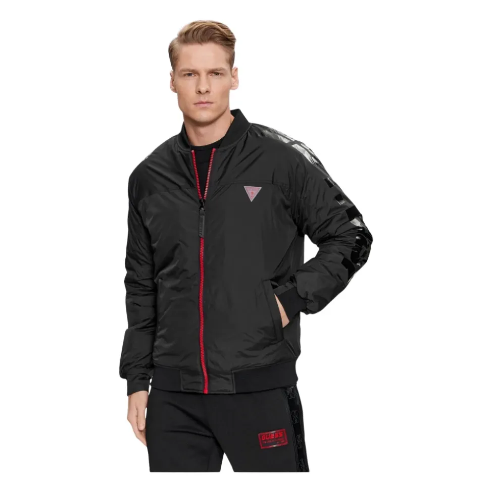 Blouson Bomberjacke mit Logo-Stickereien