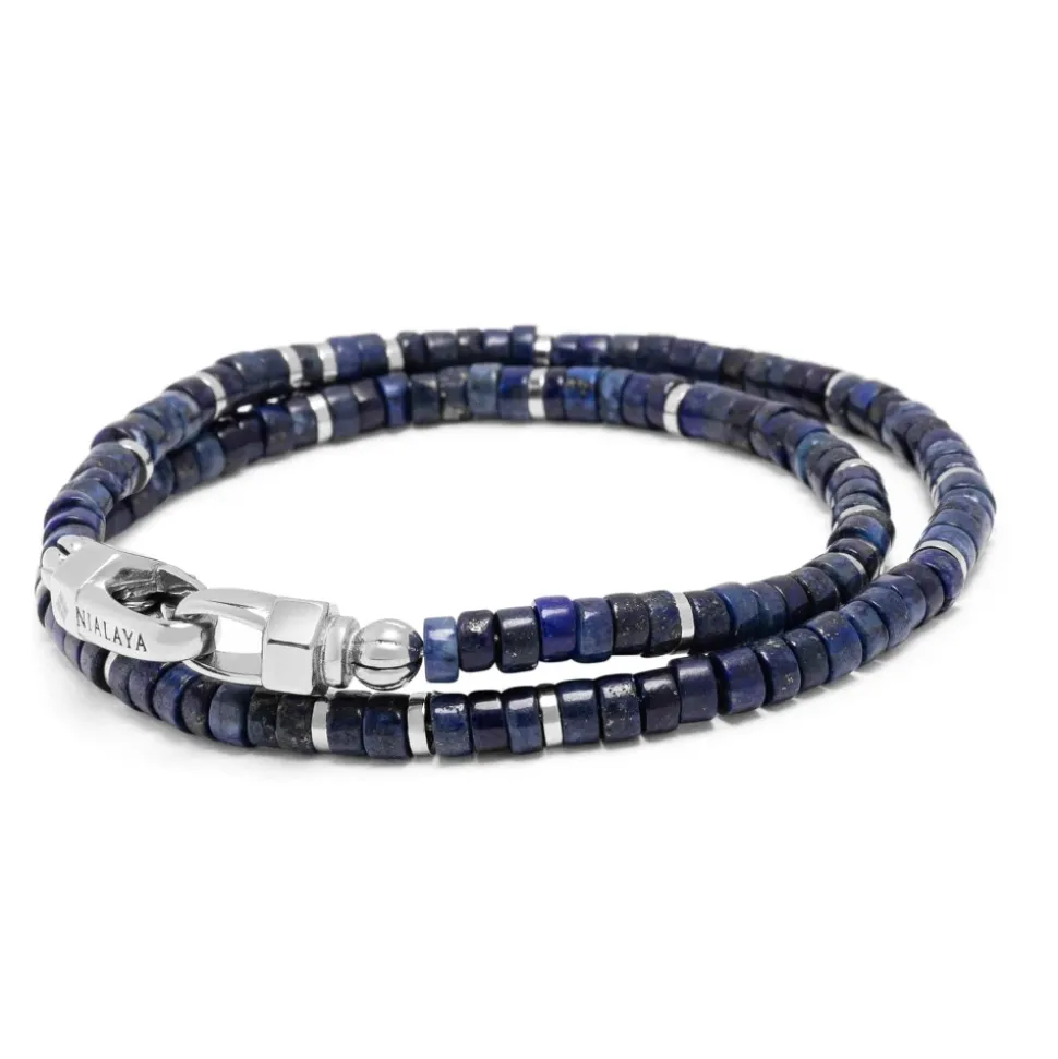 Blue Lapis Heishi Wrap Bracelet
