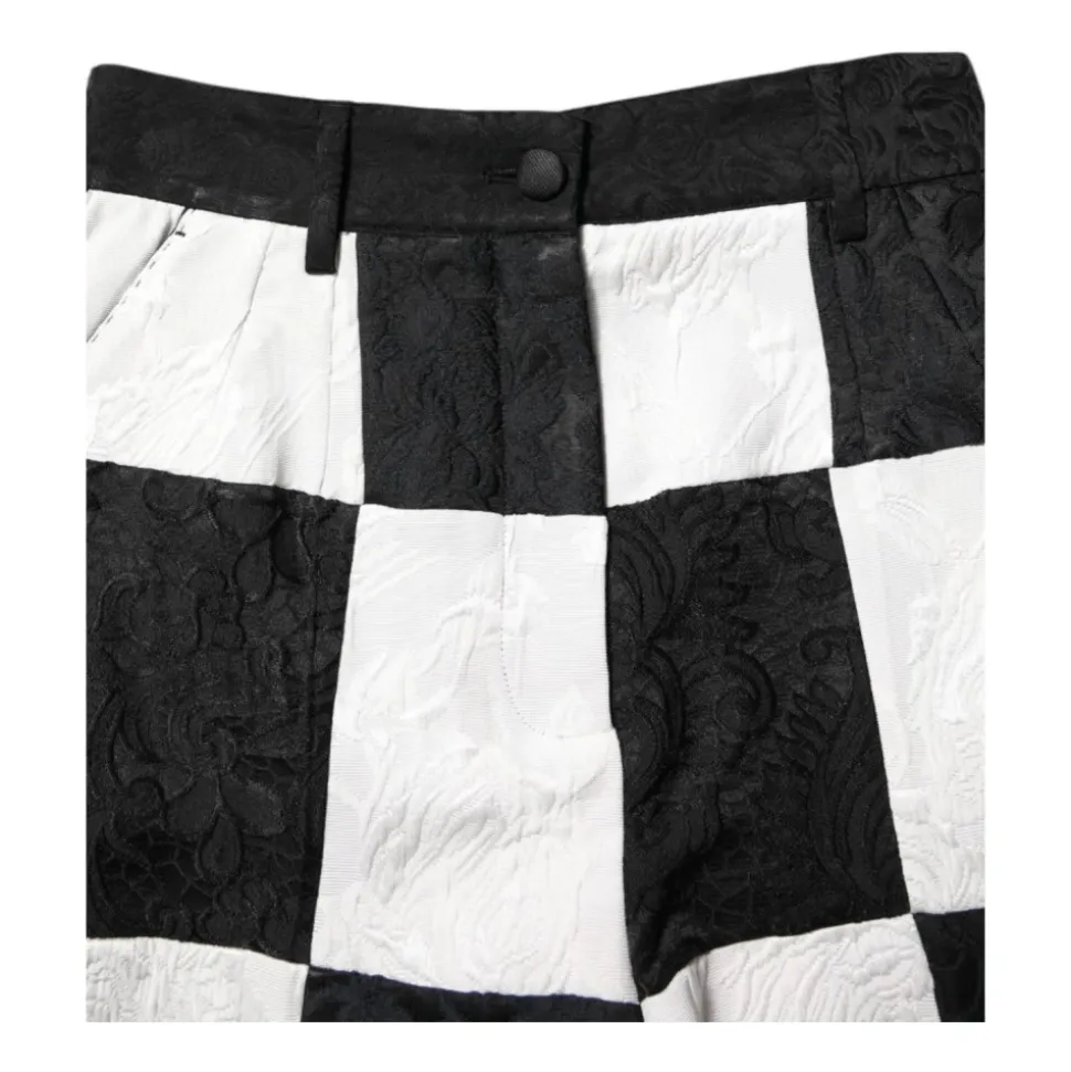 Blumige Brokat High Waist Shorts