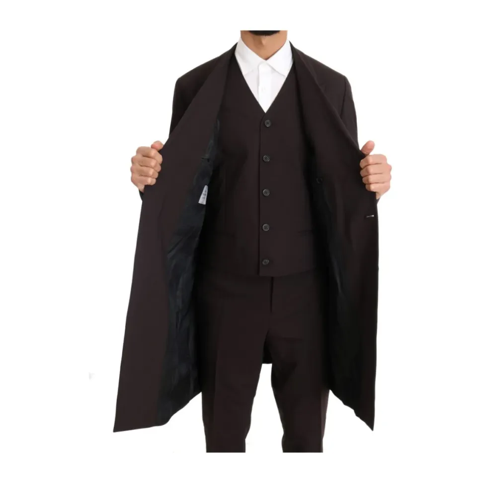 Bordeaux Woll Stretch 3-teiliger Anzug