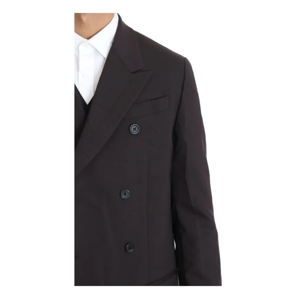 Bordeaux Woll Stretch 3-teiliger Anzug