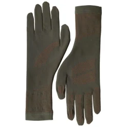 Braune Baumwollstretch-Handschuhe in Handgelenklänge