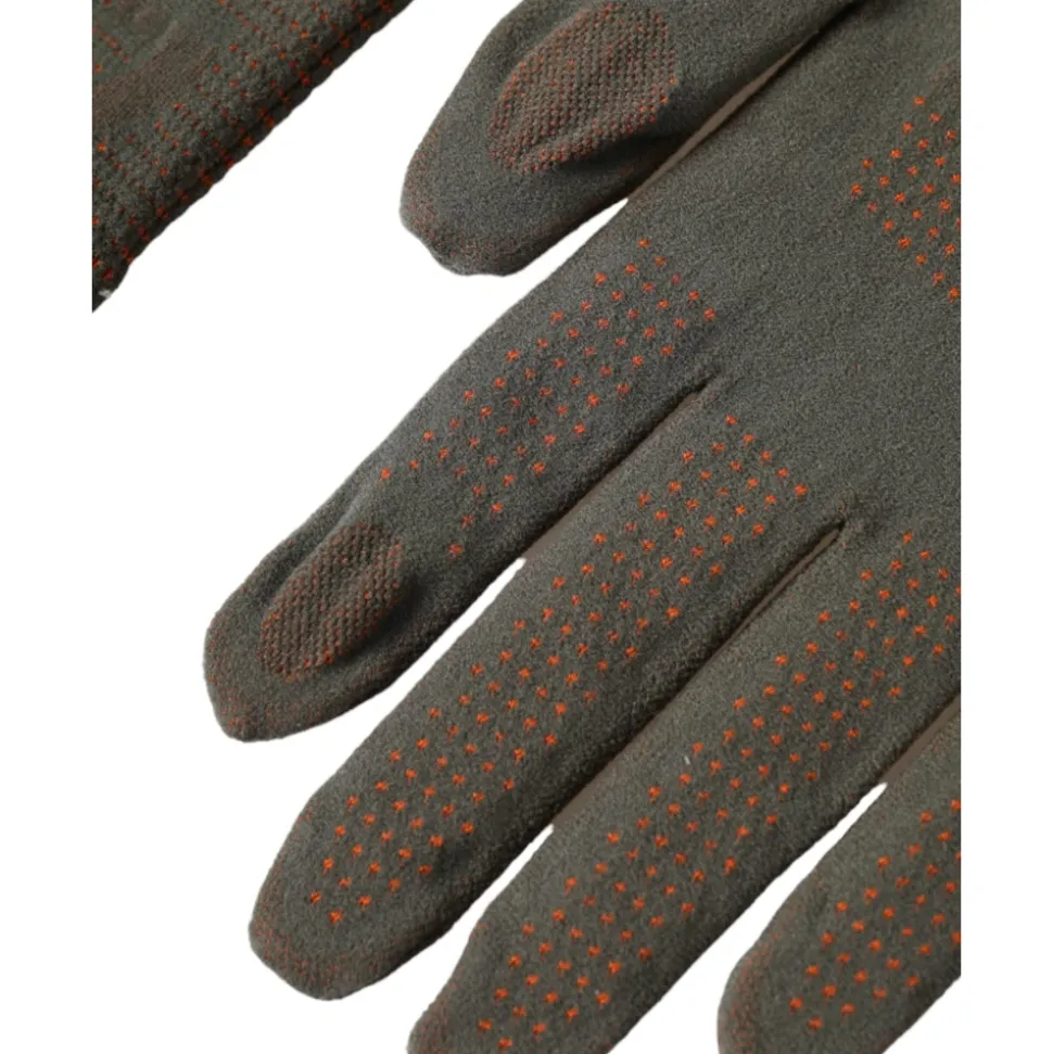 Braune Baumwollstretch-Handschuhe in Handgelenklänge