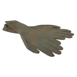 Braune Baumwollstretch-Handschuhe in Handgelenklänge