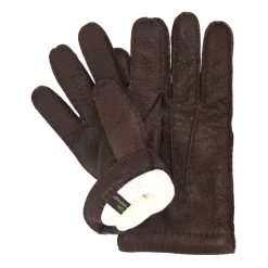 Braune Cashmere-gefütterte Pecari-Handschuhe