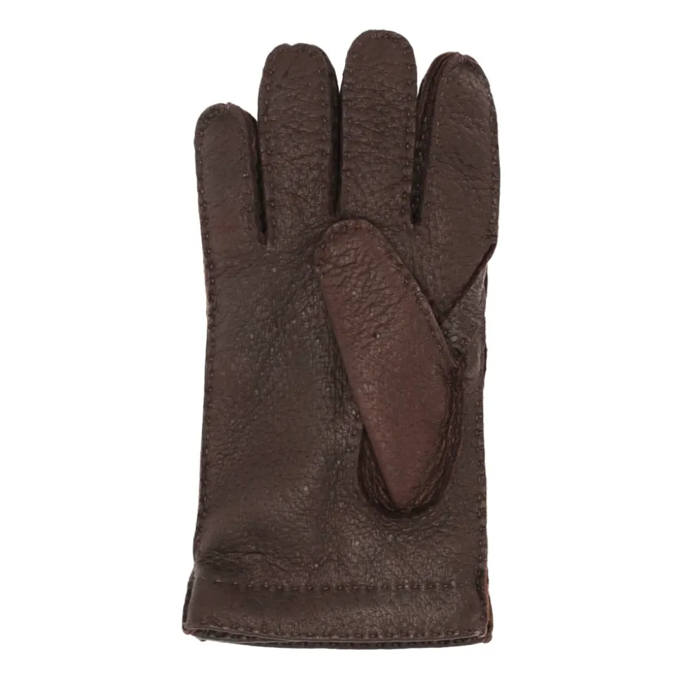 Braune Cashmere-gefütterte Pecari-Handschuhe