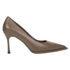 Braune Echte Leder Pumps Mit Spitzer Kappe Für Frauen