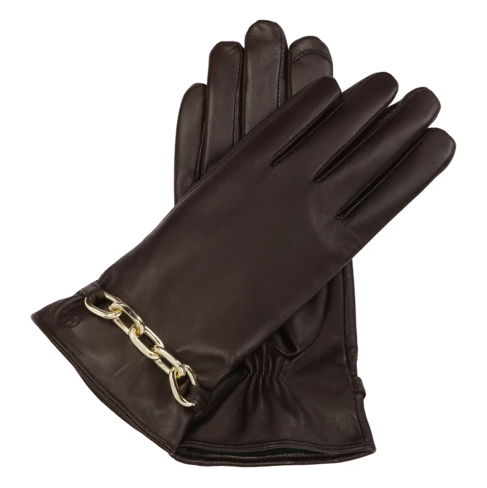 Braune Handschuhe mit Kette