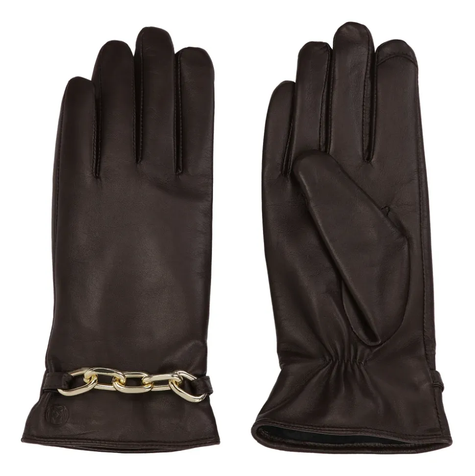 Braune Handschuhe mit Kette