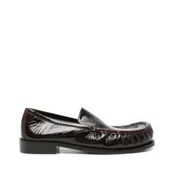 Braune Leder Slip-On Flache Schuhe