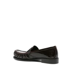 Braune Leder Slip-On Flache Schuhe