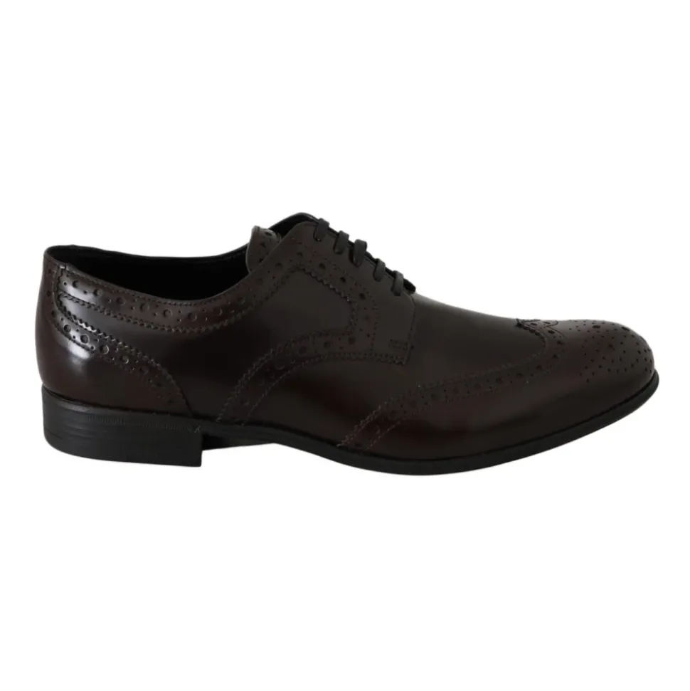 Braune Leder Wingtip Brogue Flats