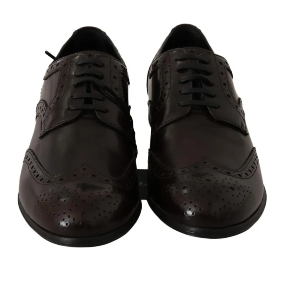 Braune Leder Wingtip Brogue Flats