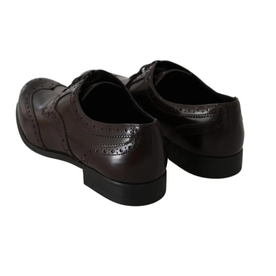 Braune Leder Wingtip Brogue Flats