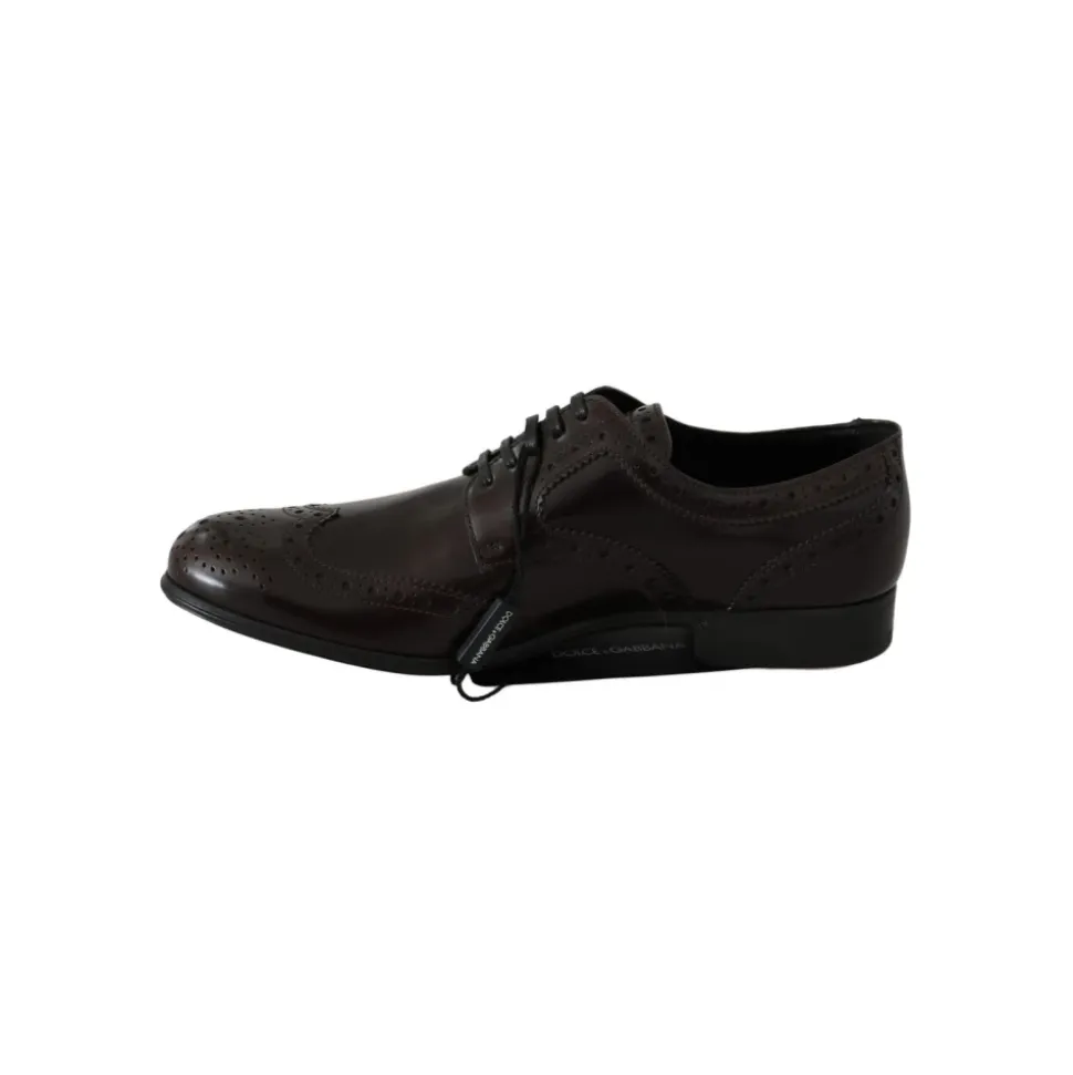 Braune Leder Wingtip Brogue Flats