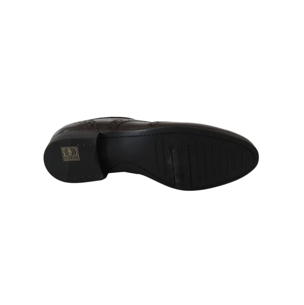 Braune Leder Wingtip Brogue Flats