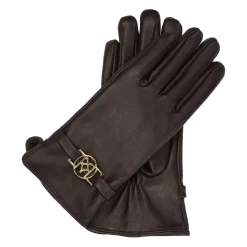 Braune Lederhandschuhe mit Monogramm