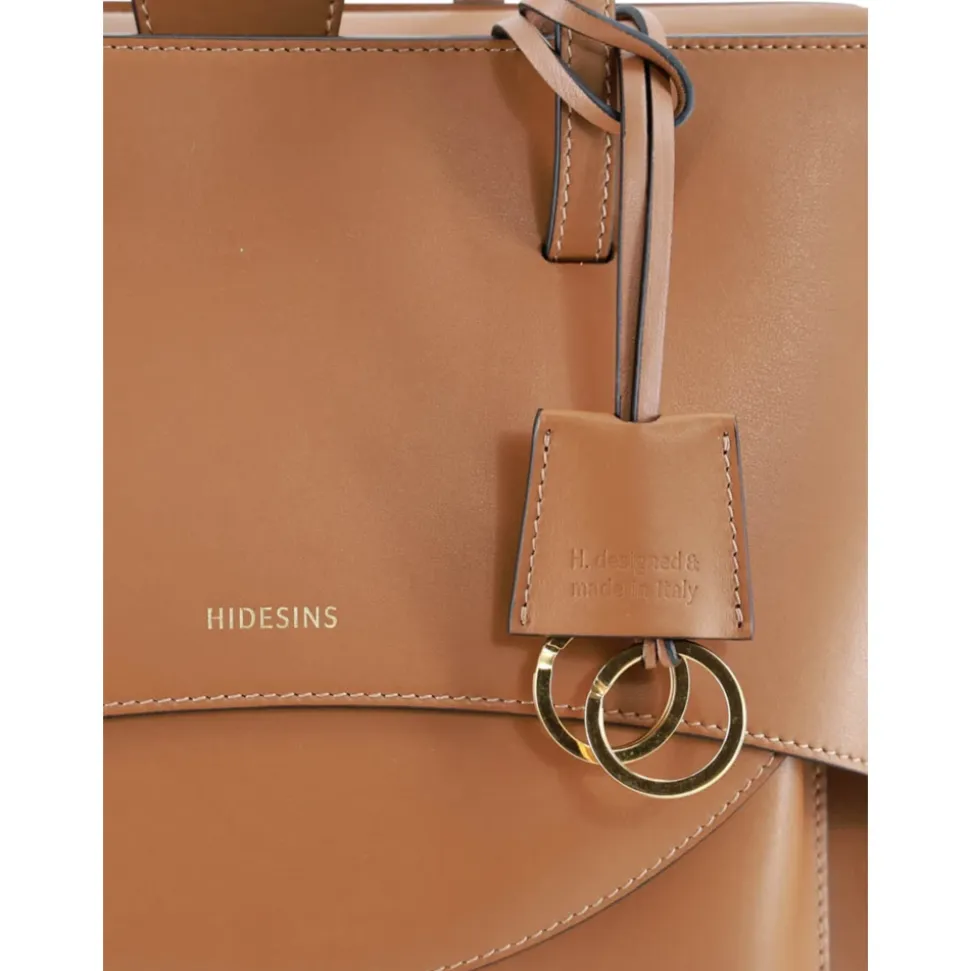 Braune Leder-Schultertasche mit Gold-Details