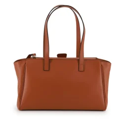 Braune Leder-Schultertasche mit Gold-Details