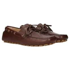 Braune Leder-Slipper im Vintage-Stil