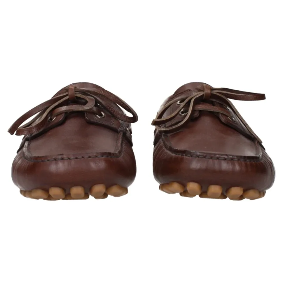 Braune Leder-Slipper im Vintage-Stil