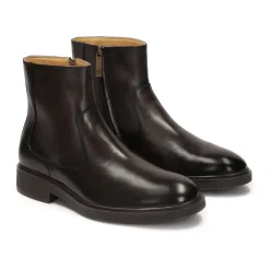 Braune Lederstiefeletten mit Reißverschluss