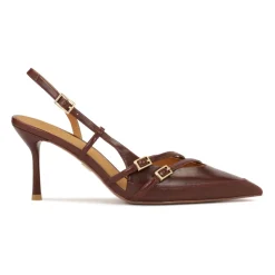 Braune Pumps mit offener Ferse